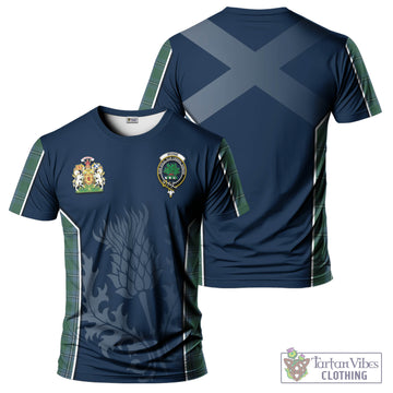 Irvine of Drum Tartan T-Shirt with Family Crest and Scottish Thistle Vibes Sport Style