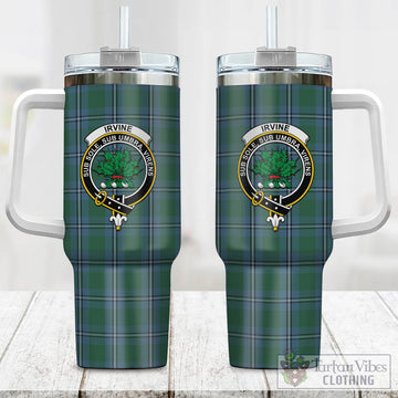 Irvine of Drum Tartan and Family Crest Tumbler with Handle