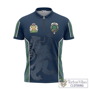 Irvine of Drum Tartan Zipper Polo Shirt with Family Crest and Lion Rampant Vibes Sport Style