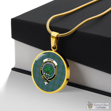 Irvine of Drum Tartan Circle Necklace with Family Crest