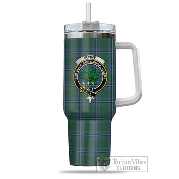 Irvine of Drum Tartan and Family Crest Tumbler with Handle