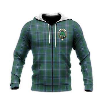 Irvine of Drum Tartan Knitted Hoodie with Family Crest