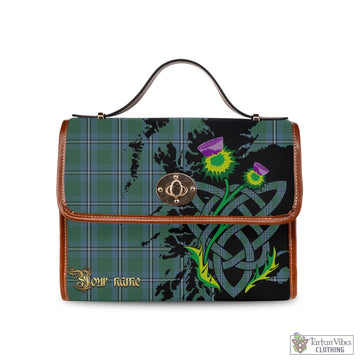 Irvine of Drum Tartan Waterproof Canvas Bag with Scotland Map and Thistle Celtic Accents