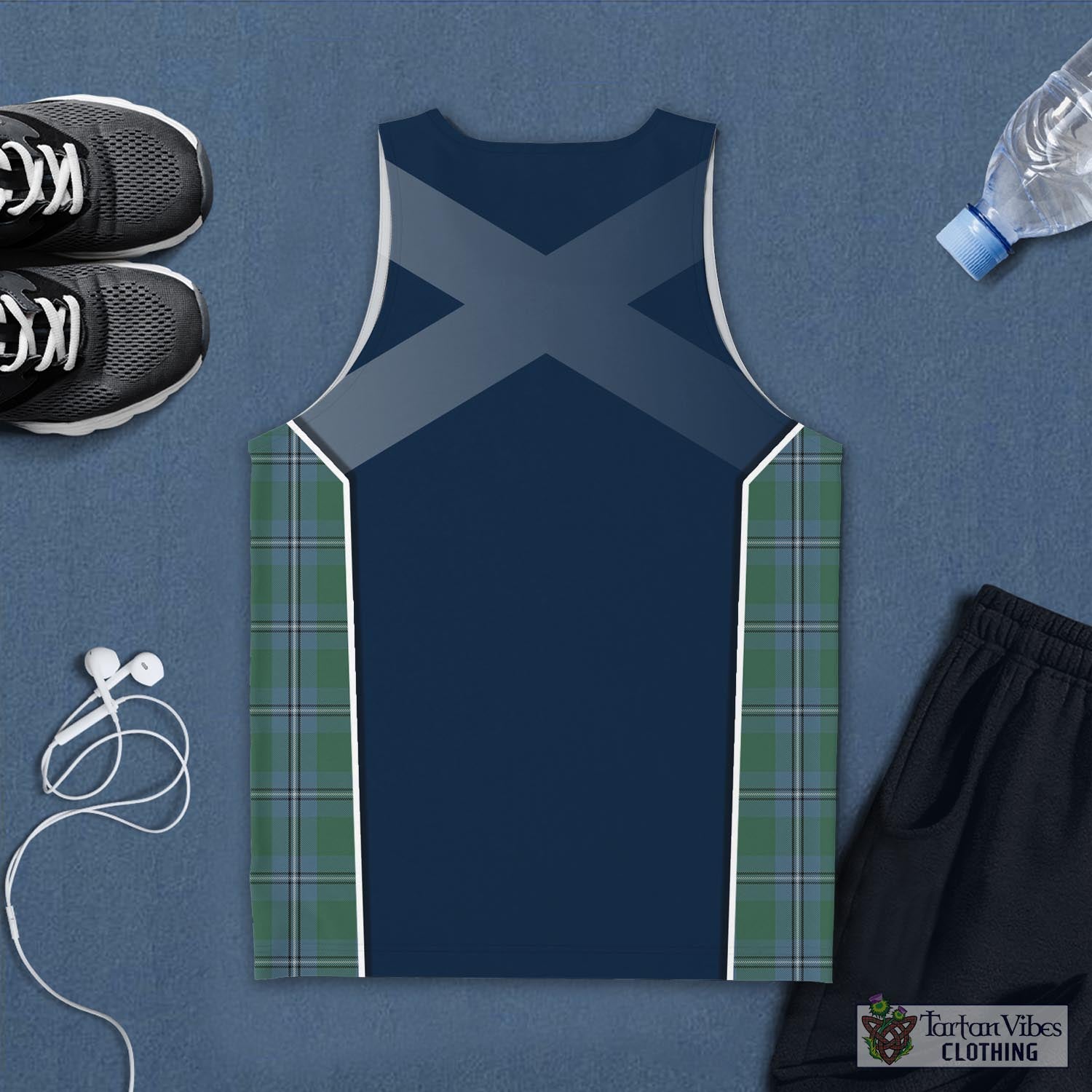 Tartan Vibes Clothing Irvine of Drum Tartan Men's Tanks Top with Family Crest and Scottish Thistle Vibes Sport Style