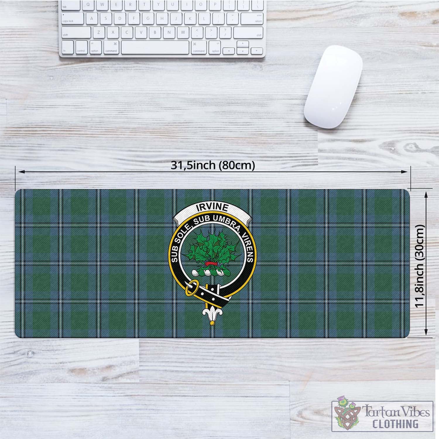 Tartan Vibes Clothing Irvine of Drum Tartan Mouse Pad with Family Crest