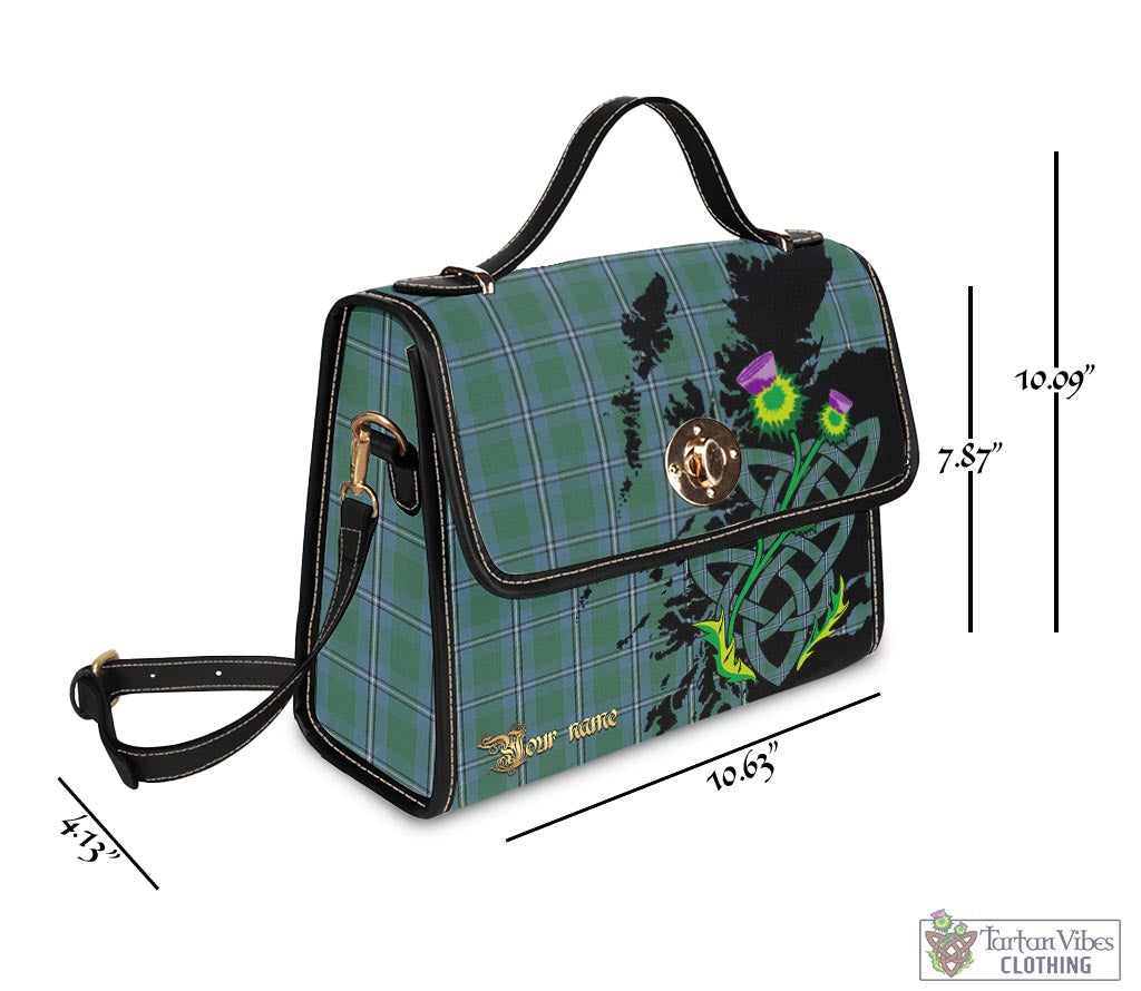 Tartan Vibes Clothing Irvine of Drum Tartan Waterproof Canvas Bag with Scotland Map and Thistle Celtic Accents