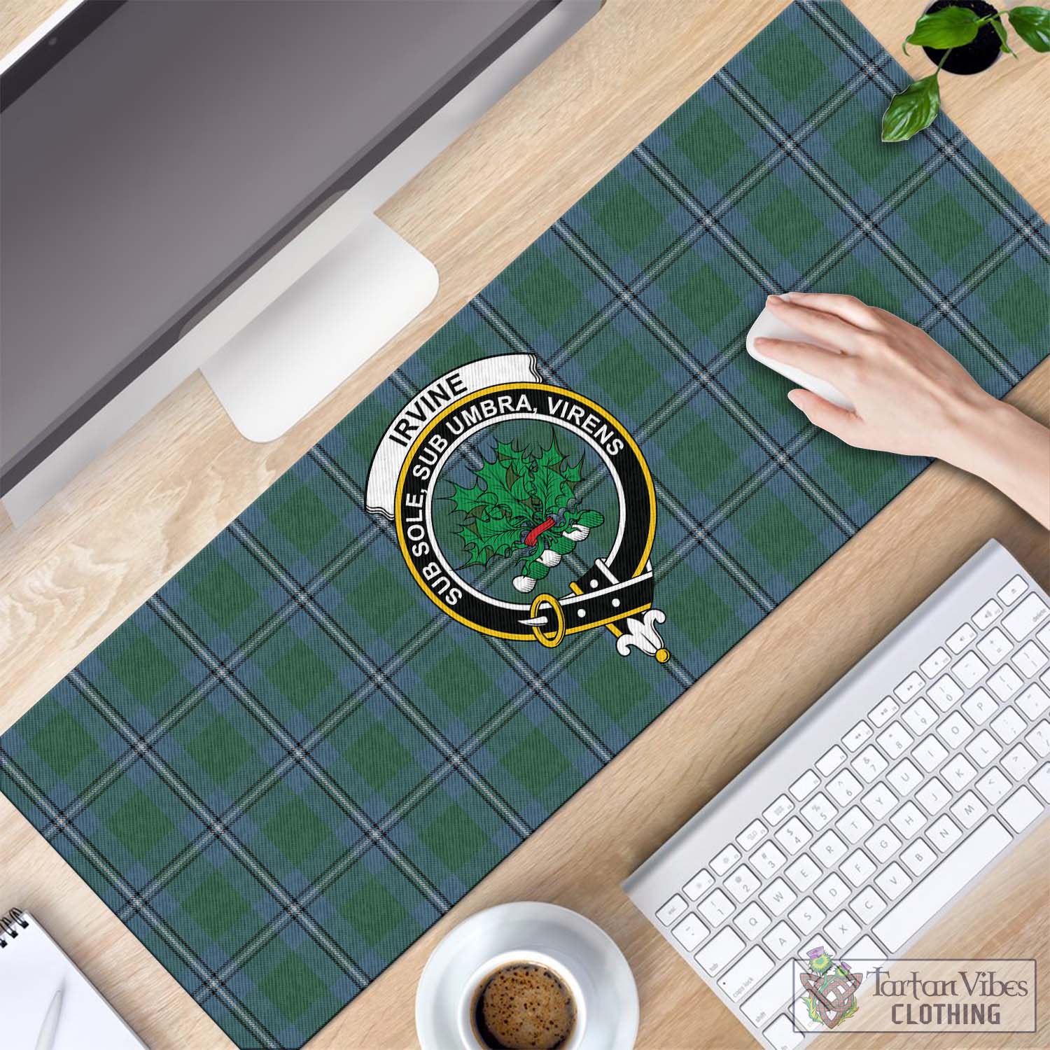 Tartan Vibes Clothing Irvine of Drum Tartan Mouse Pad with Family Crest