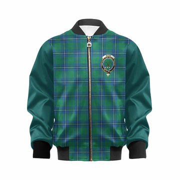 Irvine Tartan Accent Kid Bomber Jacket with Family Crest