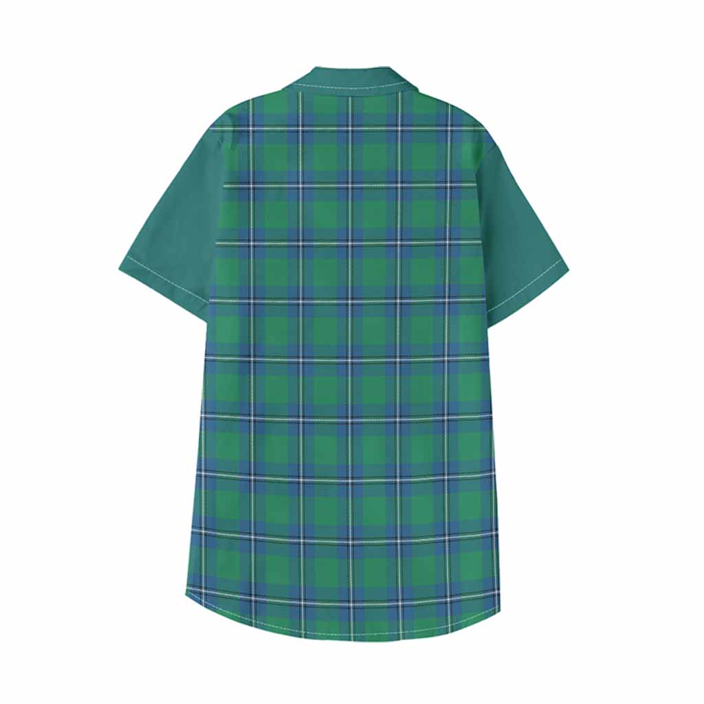 Irvine Tartan Accent Kid Hawaiian Shirt with Family Crest