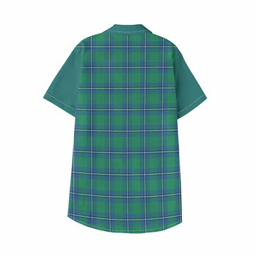 Irvine Tartan Accent Kid Hawaiian Shirt with Family Crest