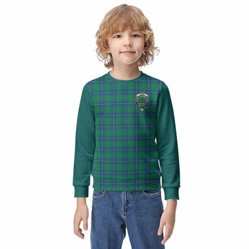 Irvine Tartan Accent Kid Knitted Sweatshirt with Family Crest