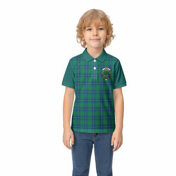 Irvine Tartan Accent Kid Polo Shirt with Family Crest