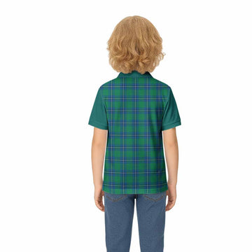 Irvine Tartan Accent Kid Polo Shirt with Family Crest