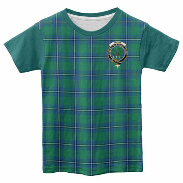 Irvine Tartan Accent Kid T-shirt with Family Crest