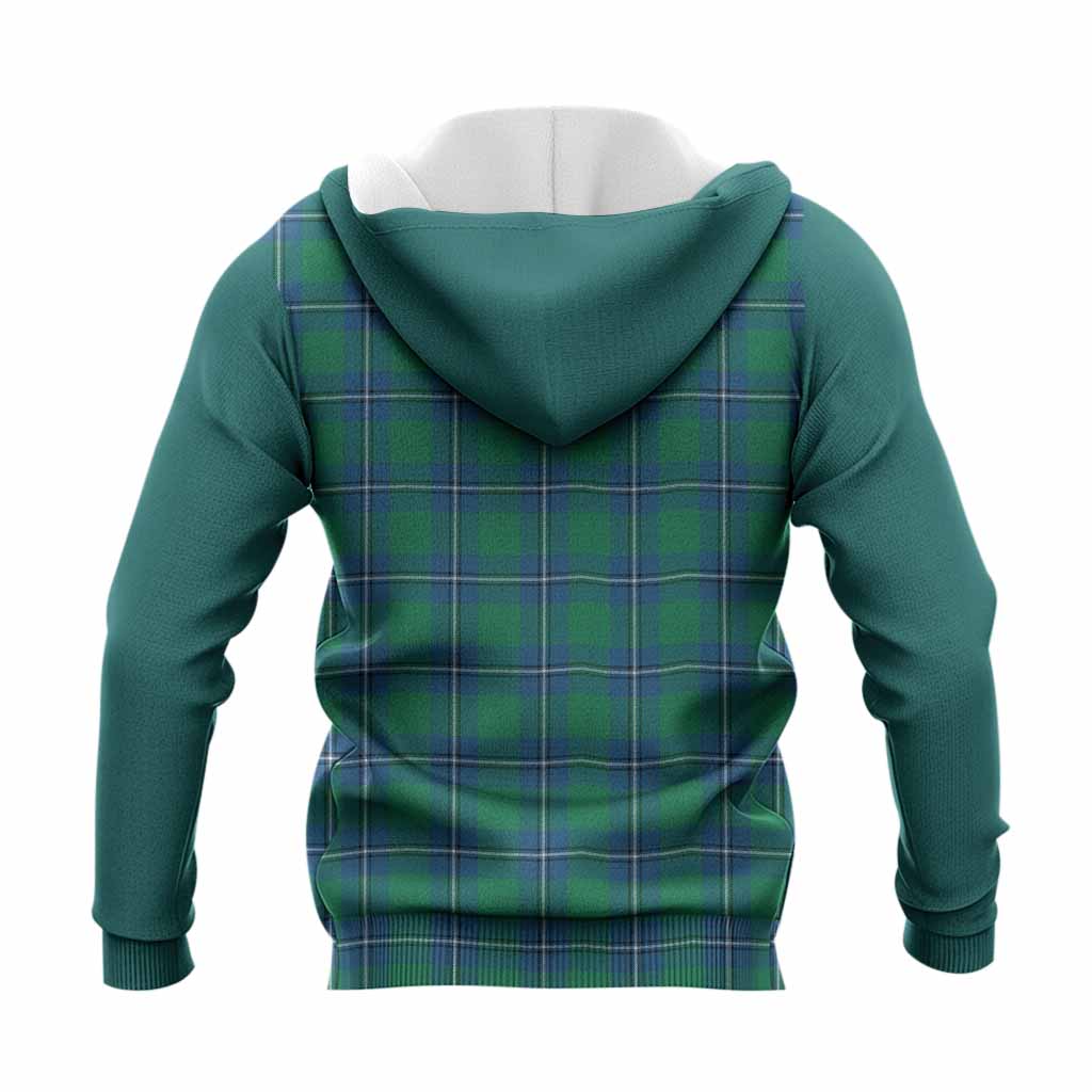 Irvine Tartan Accent Knitted Hoodie with Family Crest