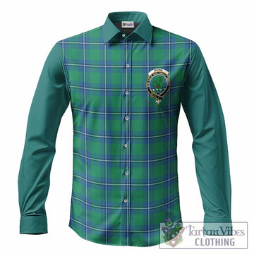Irvine Tartan Accent Long Sleeve Button Shirts with Family Crest