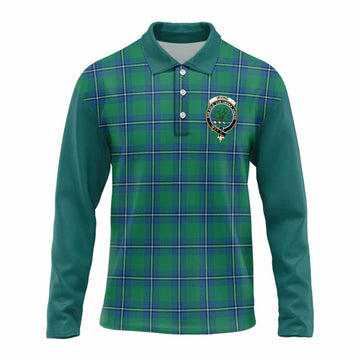 Irvine Tartan Accent Long Sleeve Polo Shirt with Family Crest