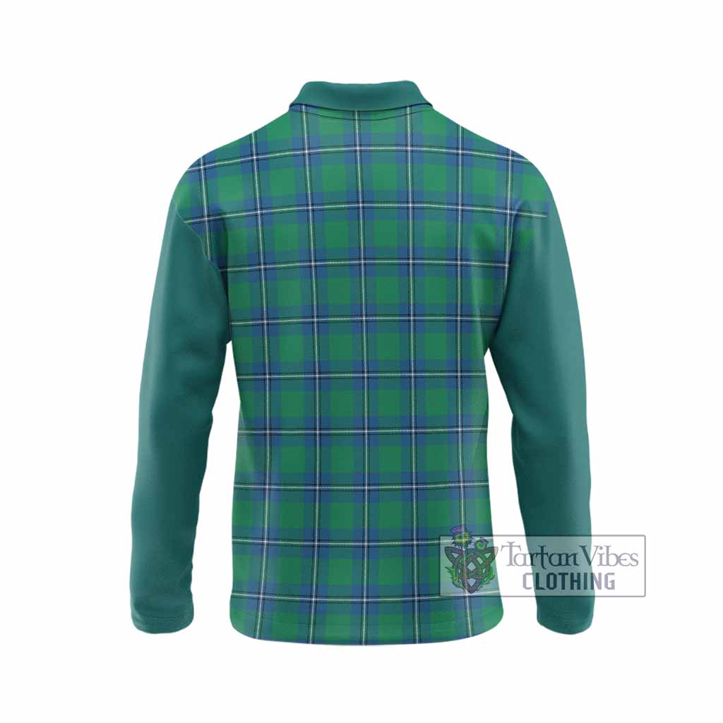 Irvine Tartan Accent Long Sleeve Polo Shirt with Family Crest