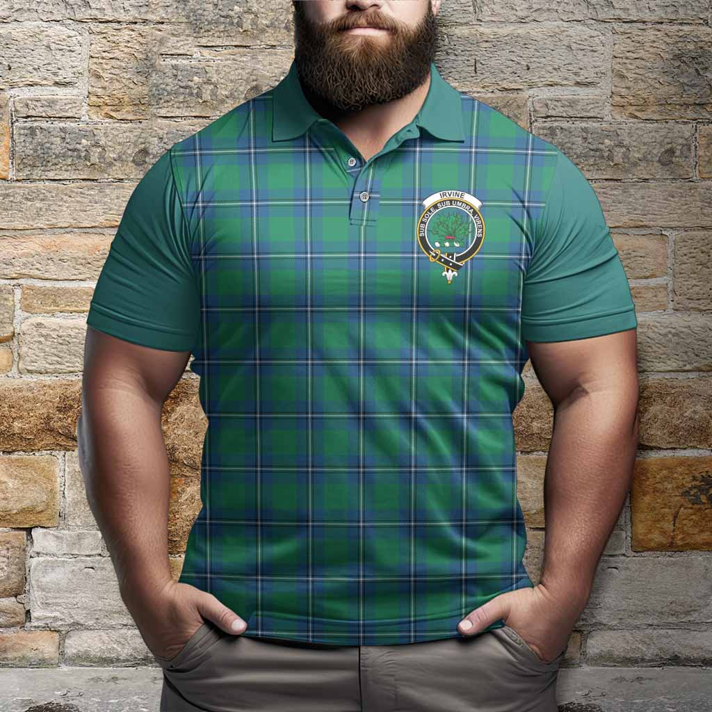 Irvine Tartan Accent Polo Shirt with Family Crest