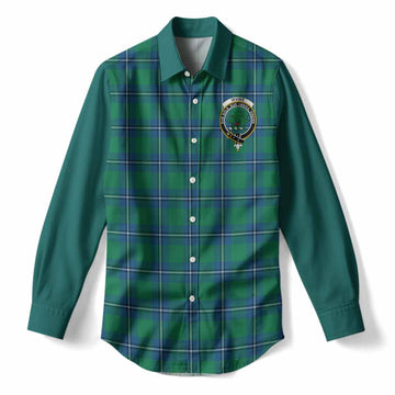 Irvine Tartan Accent Women Casual Shirt with Family Crest