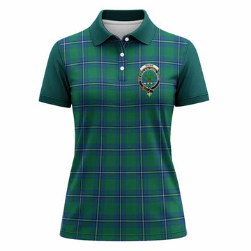 Irvine Tartan Accent Women Polo Shirt with Family Crest