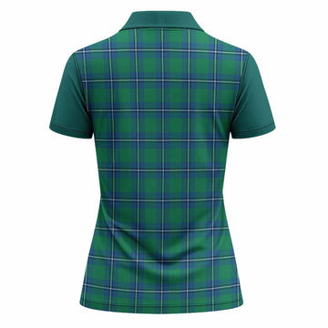 Irvine Tartan Accent Women Polo Shirt with Family Crest