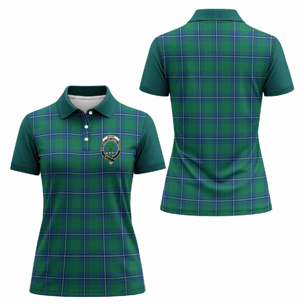 Irvine Tartan Accent Women Polo Shirt with Family Crest