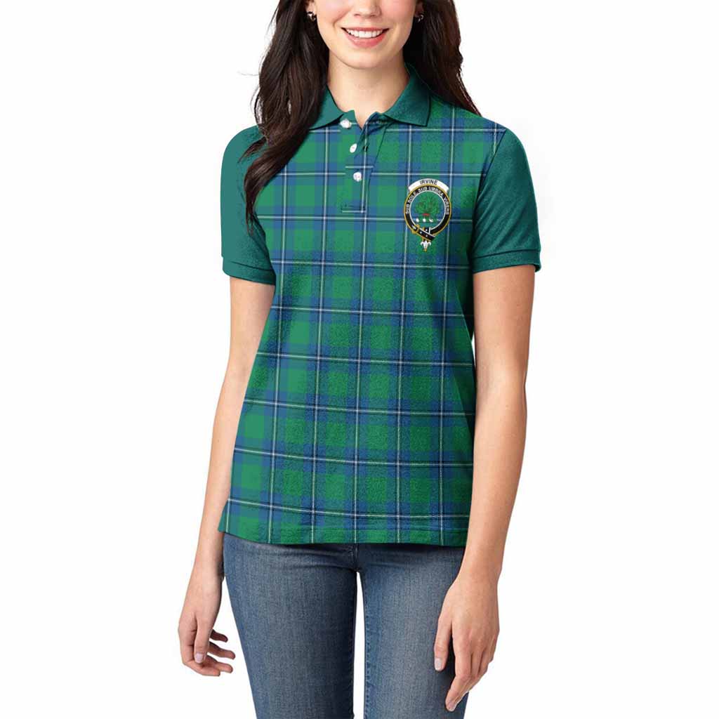 Irvine Tartan Accent Women Polo Shirt with Family Crest