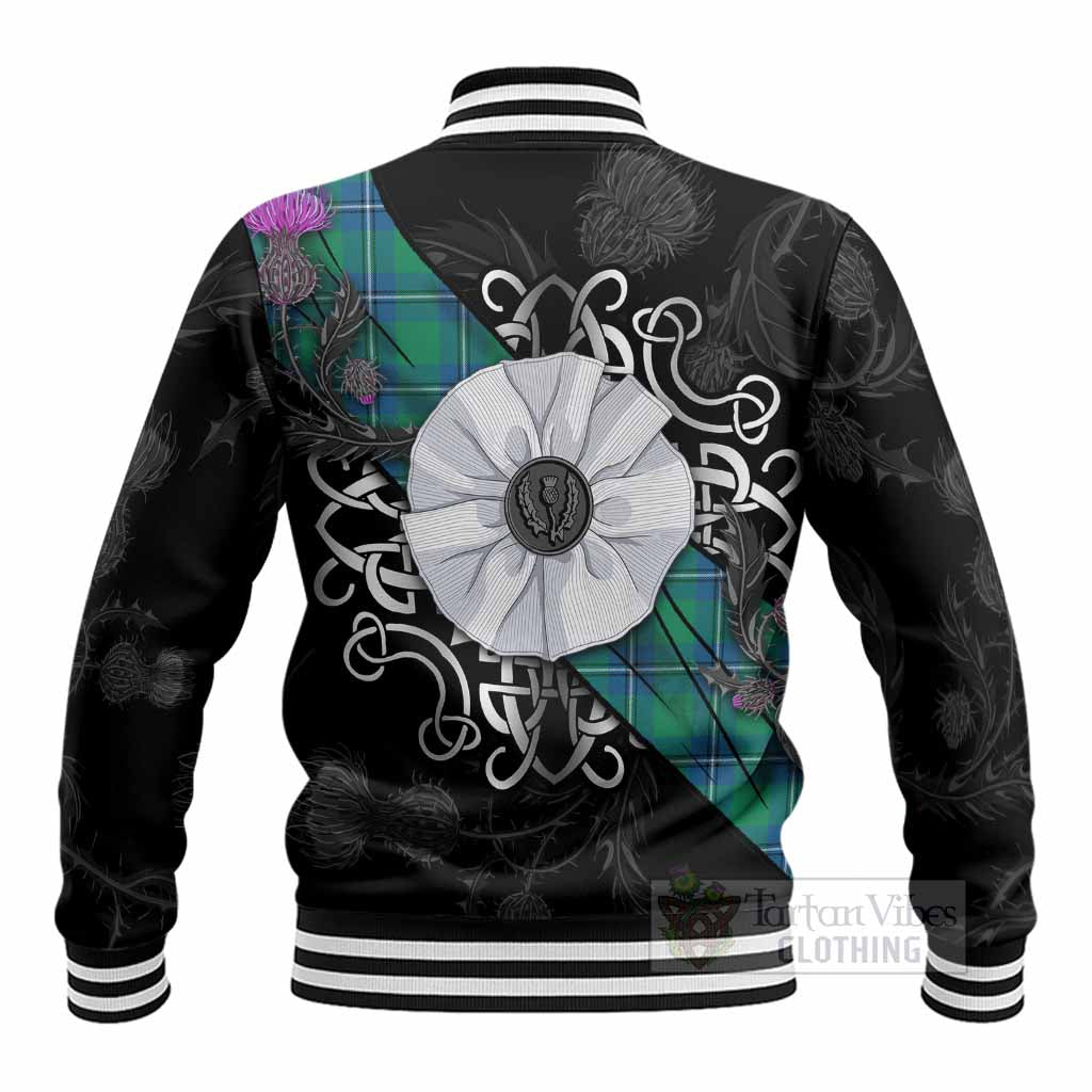 Irvine Tartan Baseball Jacket Jacobite White Rose - Tartan Vibes Clothing