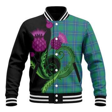 Irvine Tartan Baseball Jacket Traditional Scottish Thistle