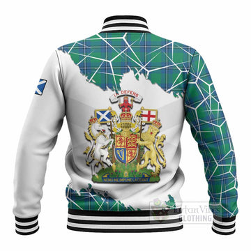 Irvine Tartan Baseball Jacket with Family Crest and Lion Rampant Grunge Style