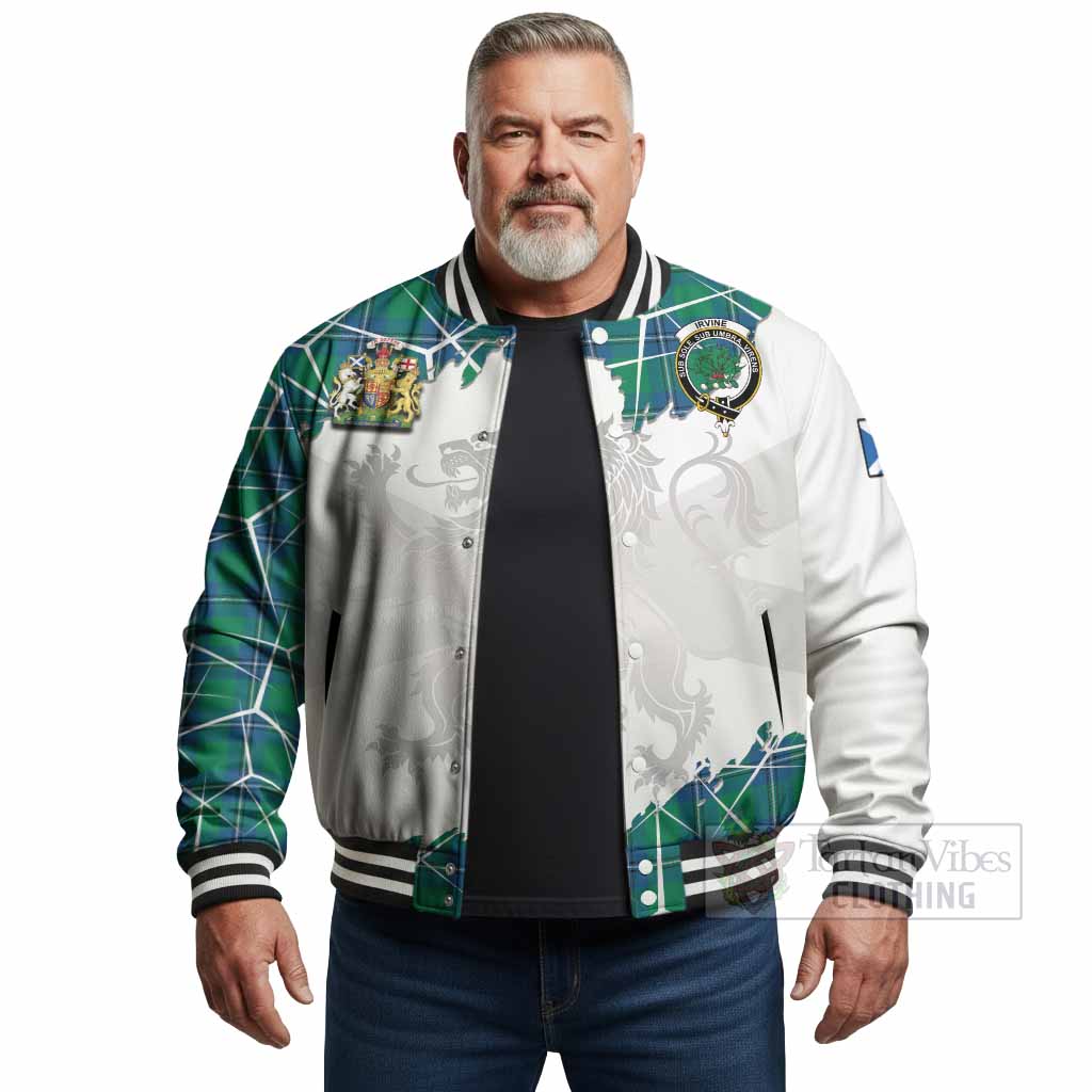 Irvine Tartan Baseball Jacket with Family Crest and Lion Rampant Grunge Style