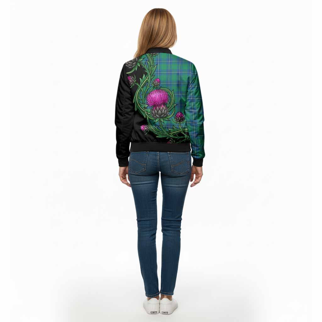 Irvine Tartan Bomber Jacket Resilient Scottish Thistle - Tartan Vibes Clothing