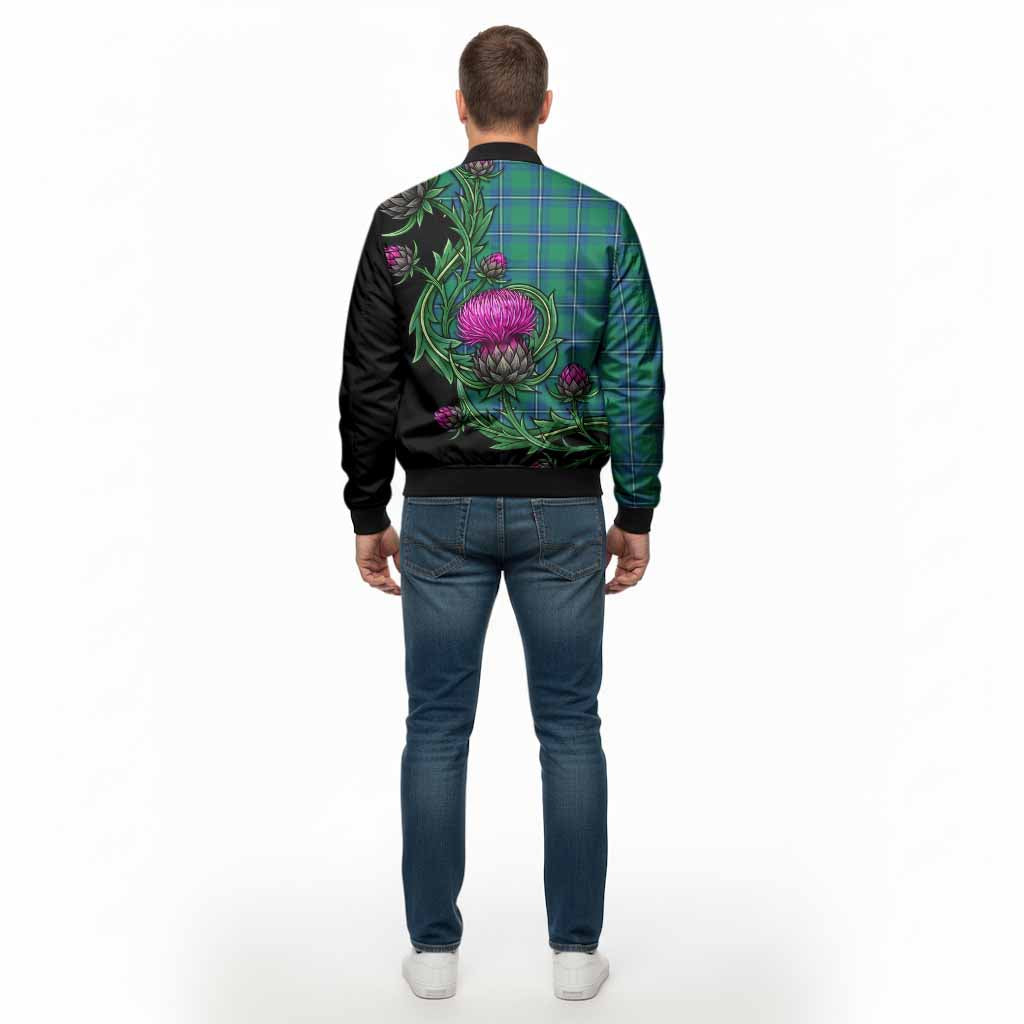 Irvine Tartan Bomber Jacket Resilient Scottish Thistle - Tartan Vibes Clothing
