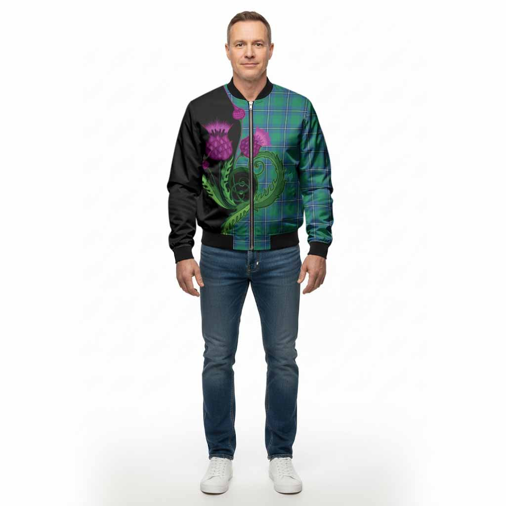 Irvine Tartan Bomber Jacket Traditional Scottish Thistle