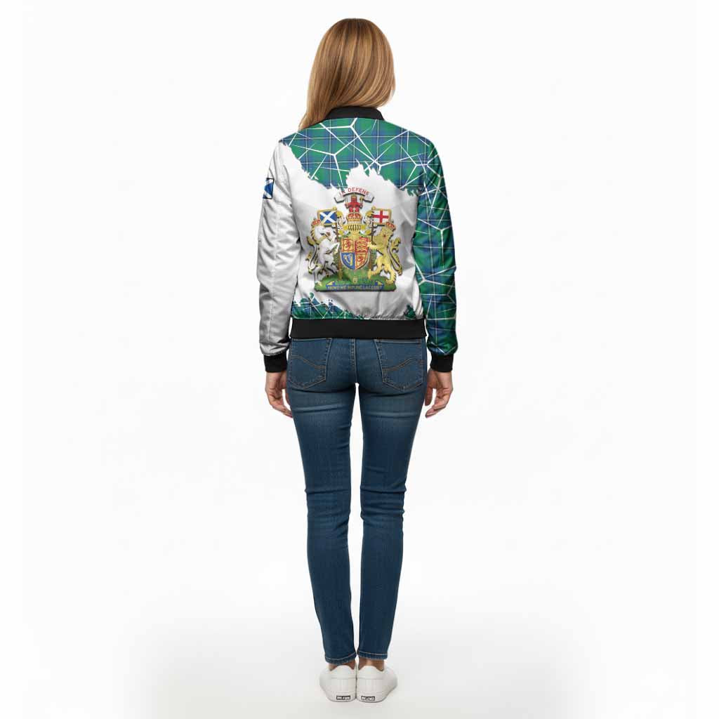 Irvine Tartan Bomber Jacket with Family Crest and Lion Rampant Grunge Style