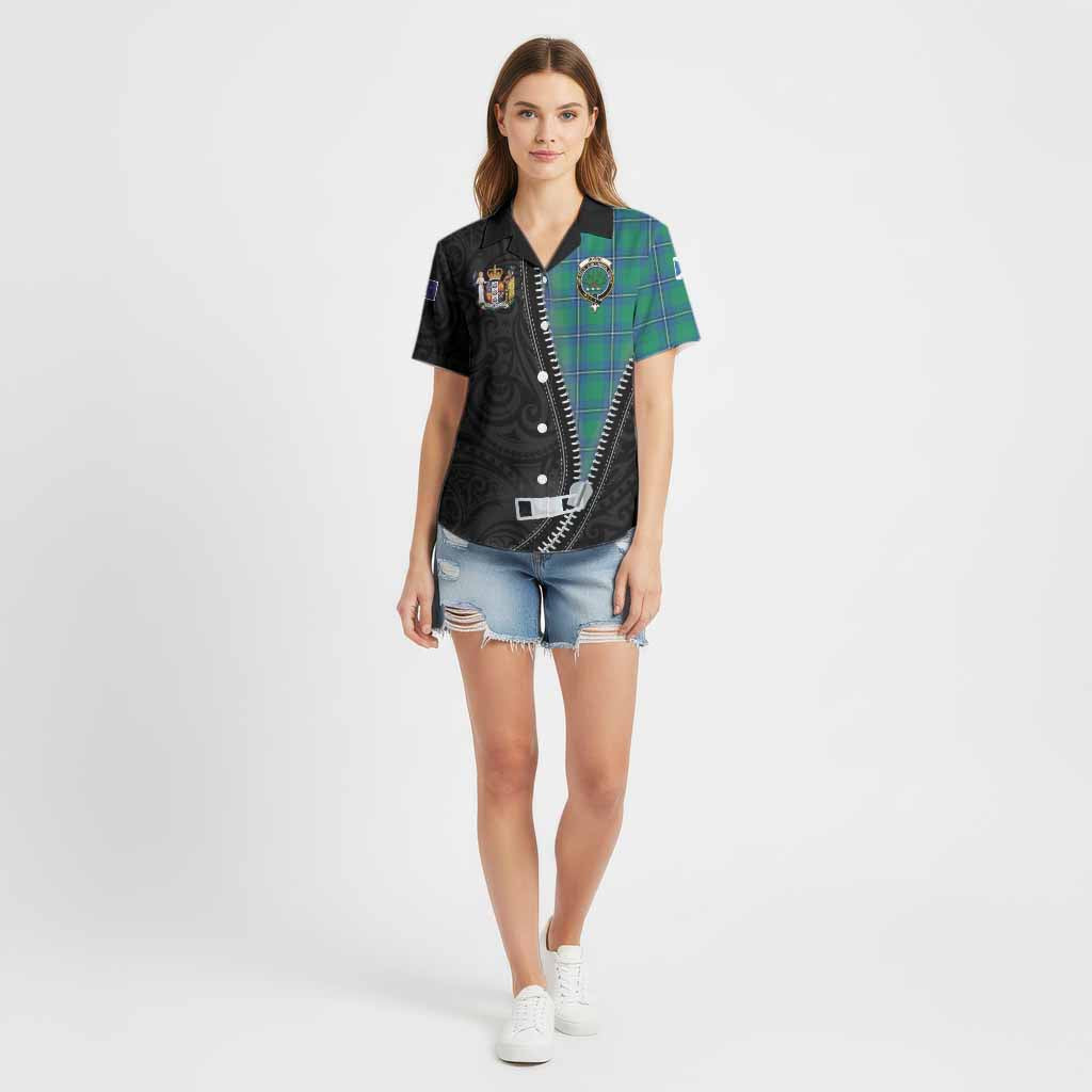 Irvine Tartan Cotton Hawaiian Shirt New Zealand Pattern Unique Zipper Stylized