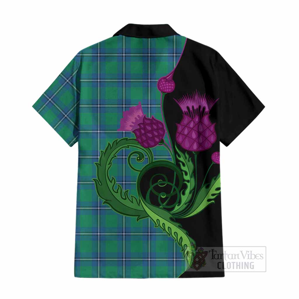 Irvine Tartan Cotton Hawaiian Shirt Traditional Scottish Thistle