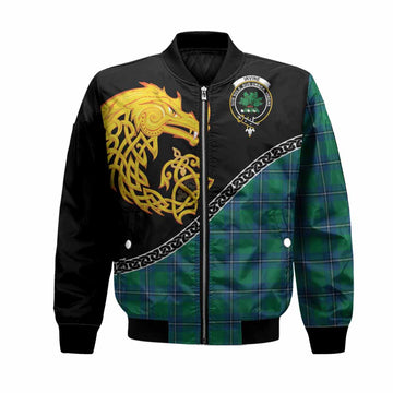 Irvine Tartan Crest Bomber Jacket Legendary Dragon Knot Half Style