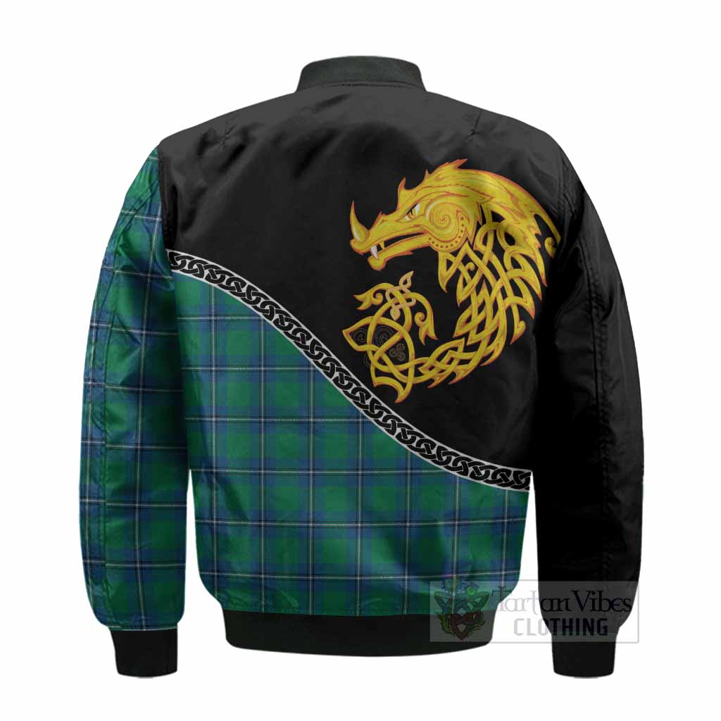 Irvine Tartan Crest Bomber Jacket Legendary Dragon Knot Half Style