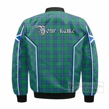 Irvine Tartan Crest Bomber Jacket Scotland Coat of Arm Flag Style