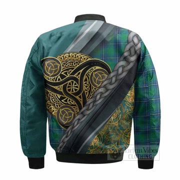 Irvine Tartan Crest Bomber Jacket Scottish Triskele Celtic