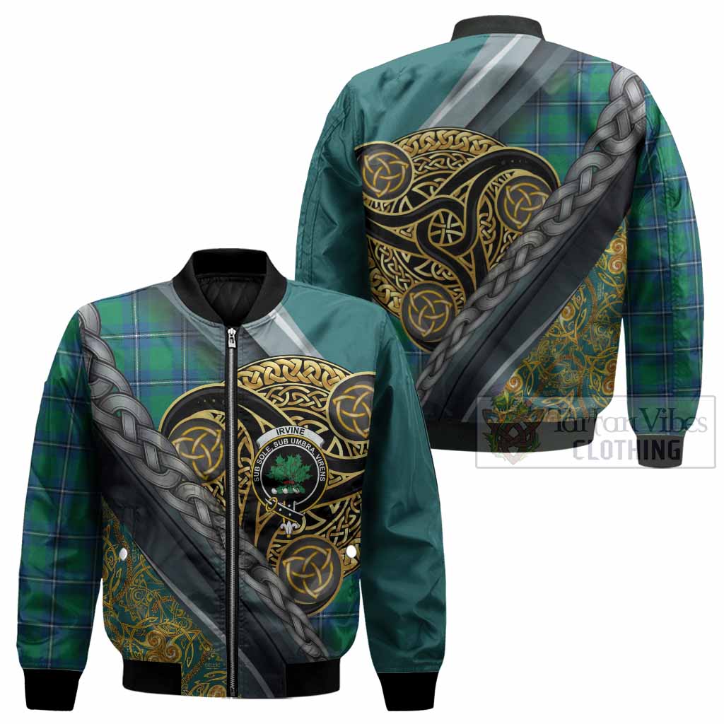 Irvine Tartan Crest Bomber Jacket Scottish Triskele Celtic