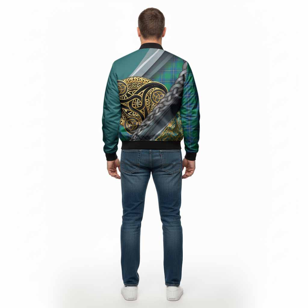 Irvine Tartan Crest Bomber Jacket Scottish Triskele Celtic