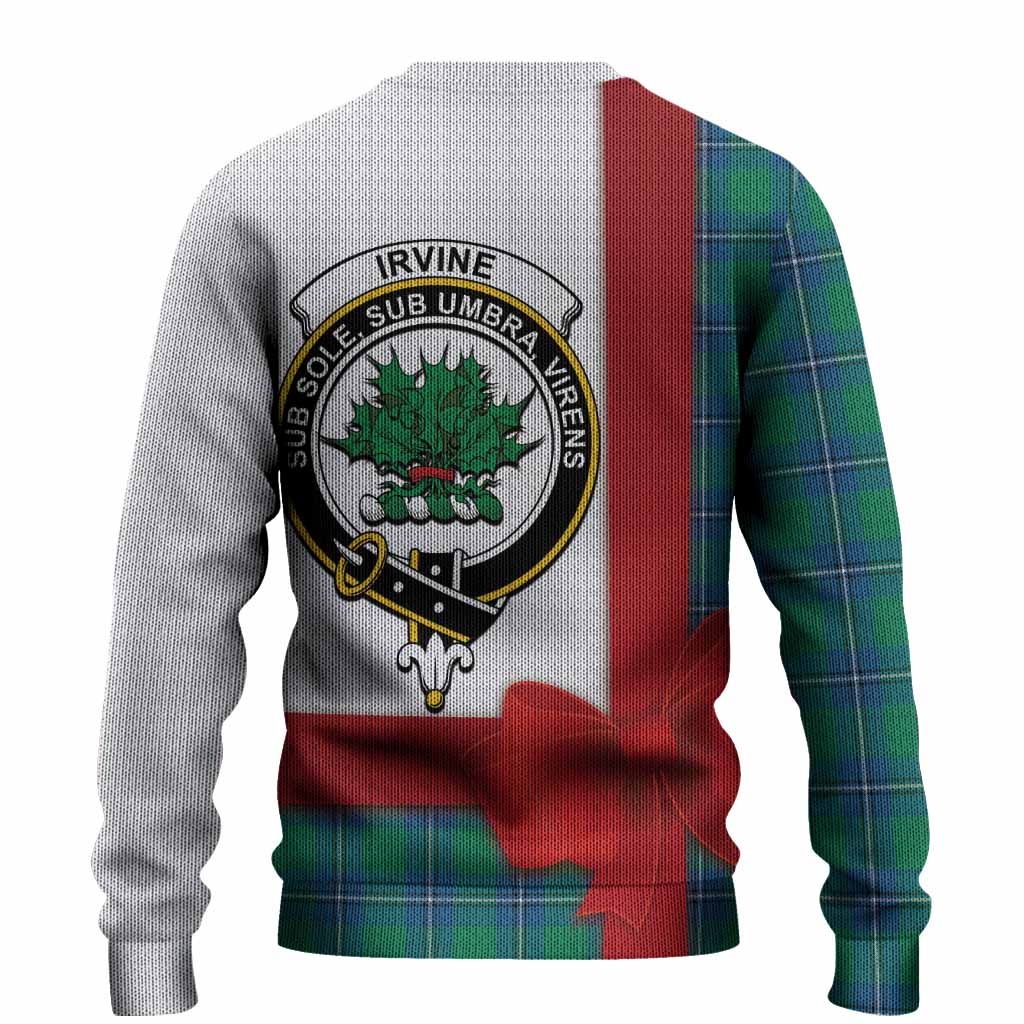 Irvine Tartan Crest Christmas Christmas Ugly Sweater Highland Cow Bagpipes Coquette Bow Style