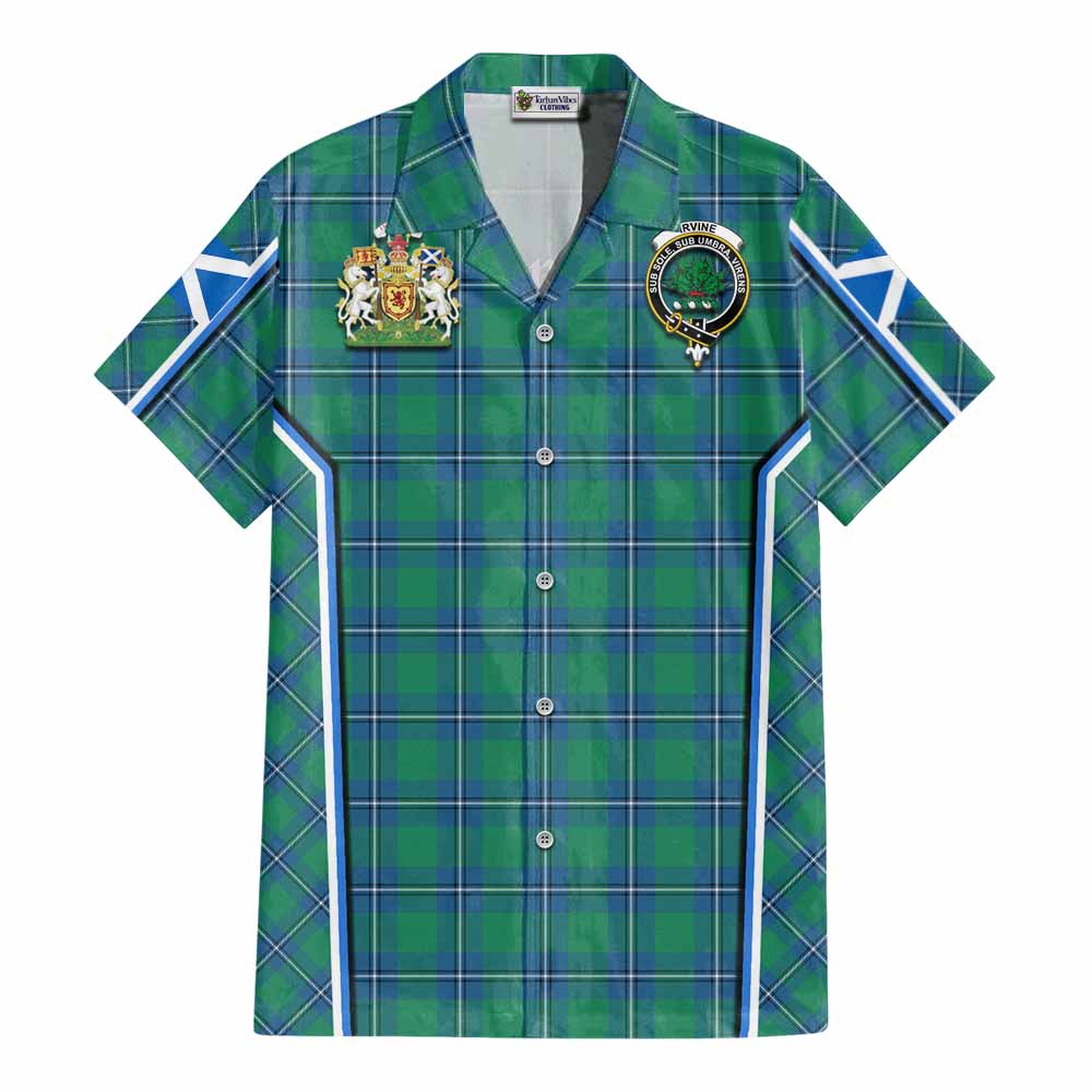 Irvine Tartan Crest Cotton Hawaiian Shirt Scotland Coat of Arm Flag Style - Tartan Vibes Clothing