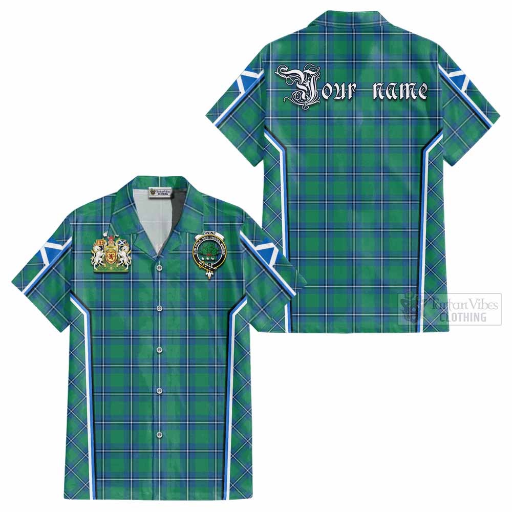 Irvine Tartan Crest Cotton Hawaiian Shirt Scotland Coat of Arm Flag Style - Tartan Vibes Clothing