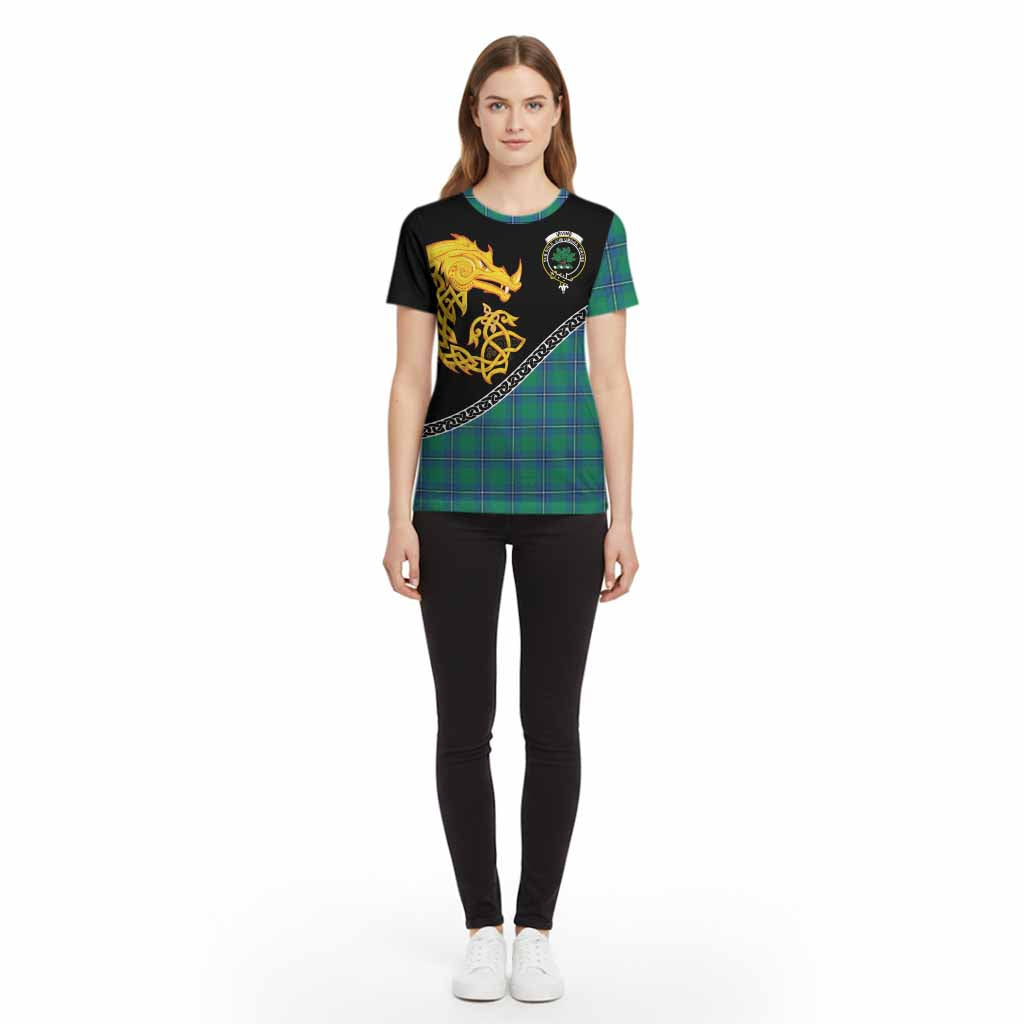 Irvine Tartan Crest Cotton T-shirt Legendary Dragon Knot Half Style