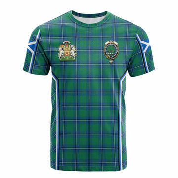 Irvine Tartan Crest Cotton T-shirt Scotland Coat of Arm Flag Style