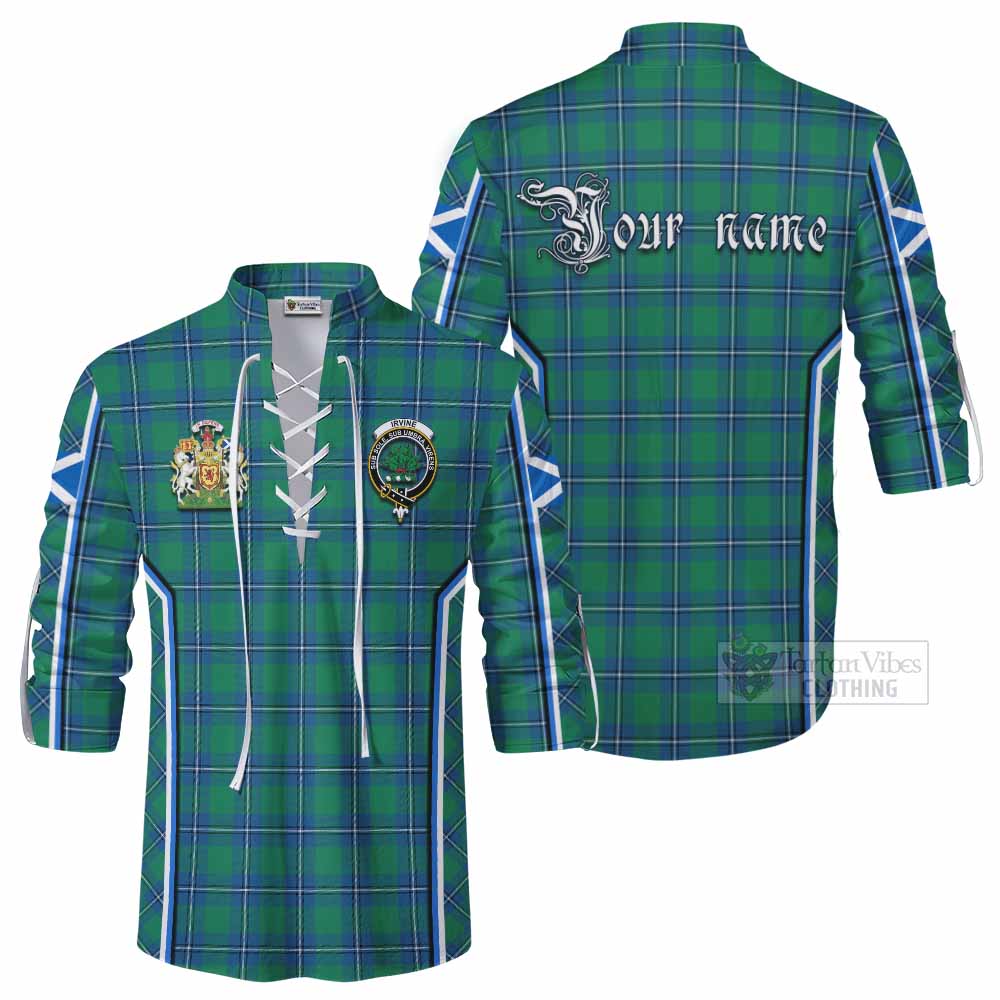 Irvine Tartan Crest Ghillie Kilt Shirt Scotland Coat of Arm Flag Style - Tartan Vibes Clothing